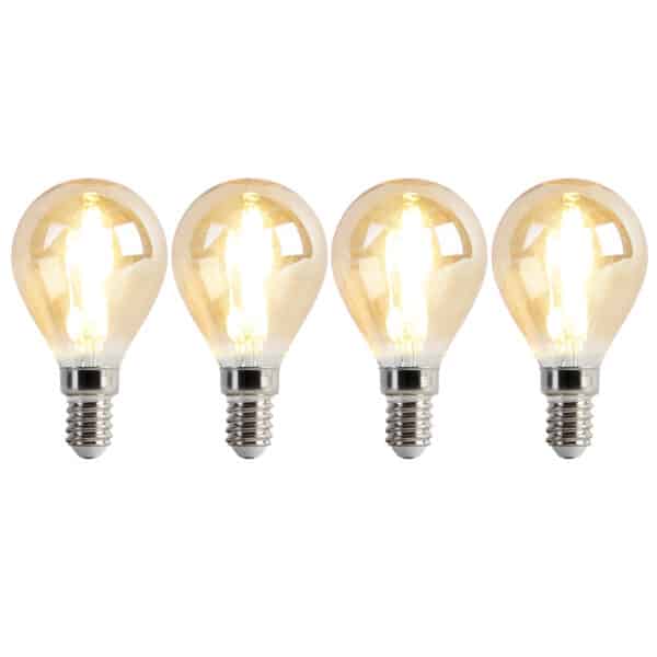 Set mit 4 dimmbaren E14-LED-Lampen P45 Gold 3