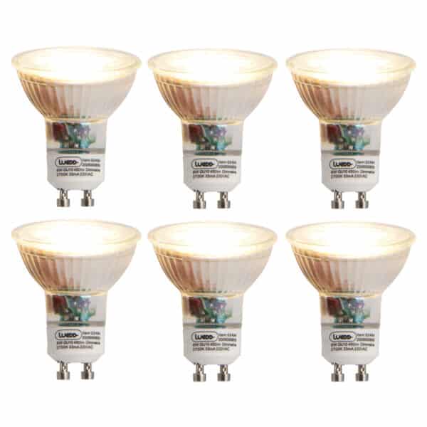 Set mit 6 dimmbaren GU10-LED-Lampen 6W 450 lm 2700K