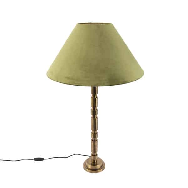 Art Deco Tischlampe mit Veloursschirm grün 50 cm - Torre