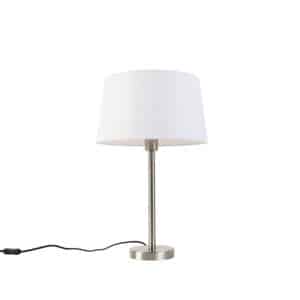 Moderne Tischlampe Stahl mit weißem Schirm 32 cm - Simplo