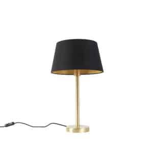 Klassische Tischlampe Messing mit schwarzem Schirm 32 cm - Simplo