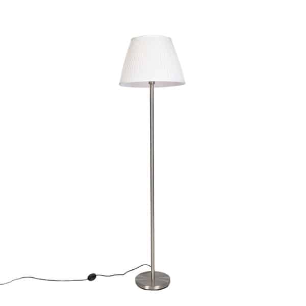 Moderne Stehlampe Stahl mit weißem Faltenschirm 45 cm - Simplo