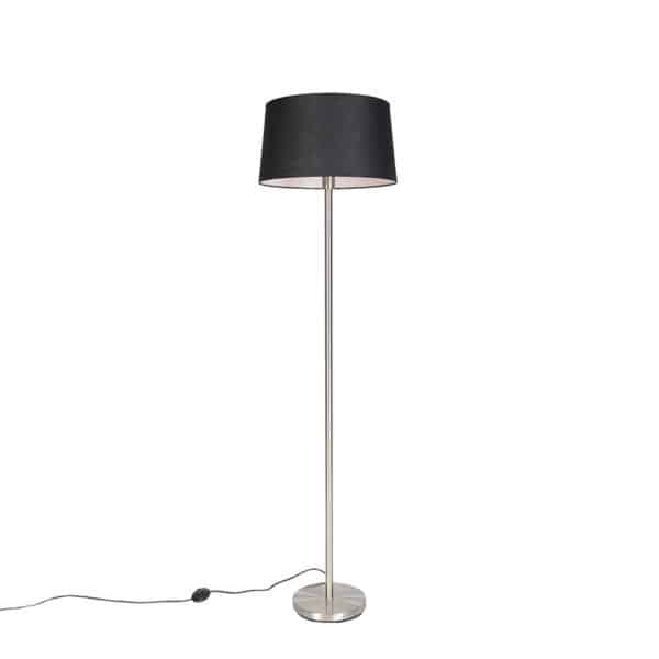 Moderne Stehlampe Stahl mit schwarzem Schirm 45 cm - Simplo