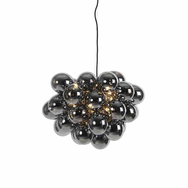 Art Deco Hängelampe schwarz mit Rauchglas 8 Lampen - Uvas