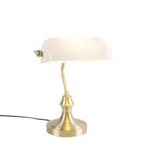 Klassische Notarlampe Gold mit Opalglas - Banker