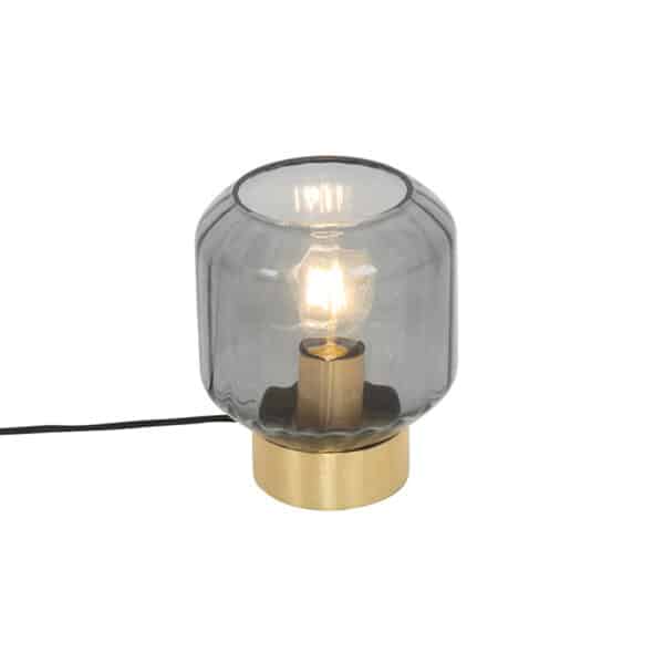 Design Tischlampe Messing mit Rauchglas - Stiklo