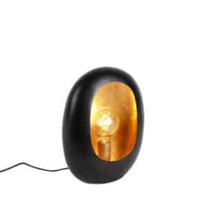 Design Tischlampe schwarz mit goldenem Interieur 36 cm - Cova