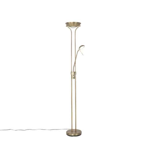 Moderne Stehlampe Bronze mit Leselampe inkl. LED dunkel bis warm - Diva