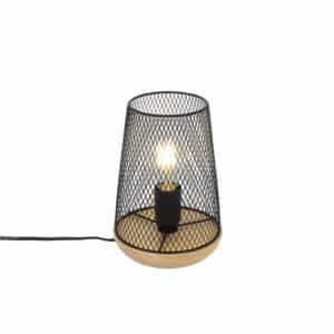 Design Tischlampe schwarz mit Holz - Bosk