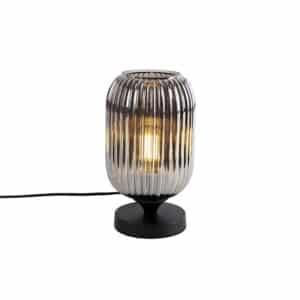 Art Deco Tischlampe schwarz mit Rauchglas - Banci