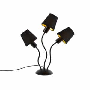 Design Tischlampe schwarz 3-Lichter mit Klemmkappen - Wimme