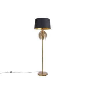 Vintage Stehlampe Gold mit Baumwollschirm schwarz - Botanica