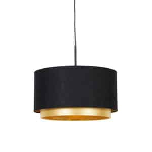 Moderne Hängelampe schwarz mit goldenem 47 cm Duo-Schirm - Combi