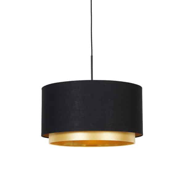 Moderne Hängelampe schwarz mit goldenem 47 cm Duo-Schirm - Combi