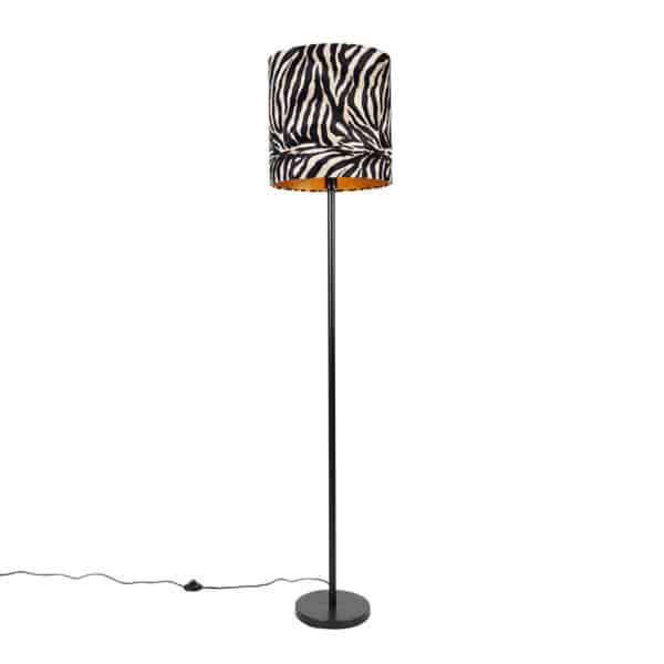 Moderne Stehlampe schwarz Stoffschirm Zebra 40 cm - Simplo