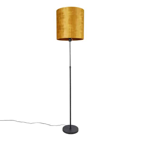 Stehlampe schwarz mit goldenem Schirm 40 cm verstellbar - Parte