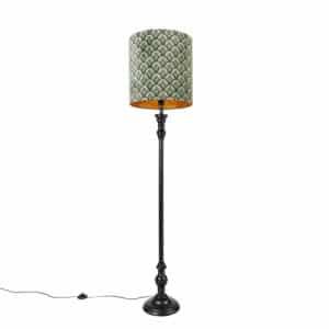 Klassische Stehlampe schwarz mit Schatten Pfau Design 40 cm - Classico