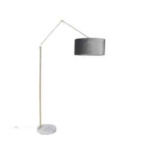 Moderne Stehlampe Gold Samtschirm Grau 50 cm - Editor