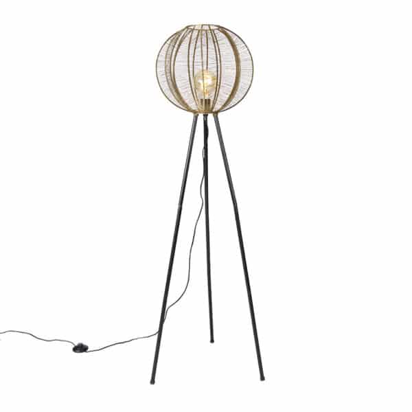 Industrielle Dreibein-Stehlampe Bronze mit Schwarz - Dong