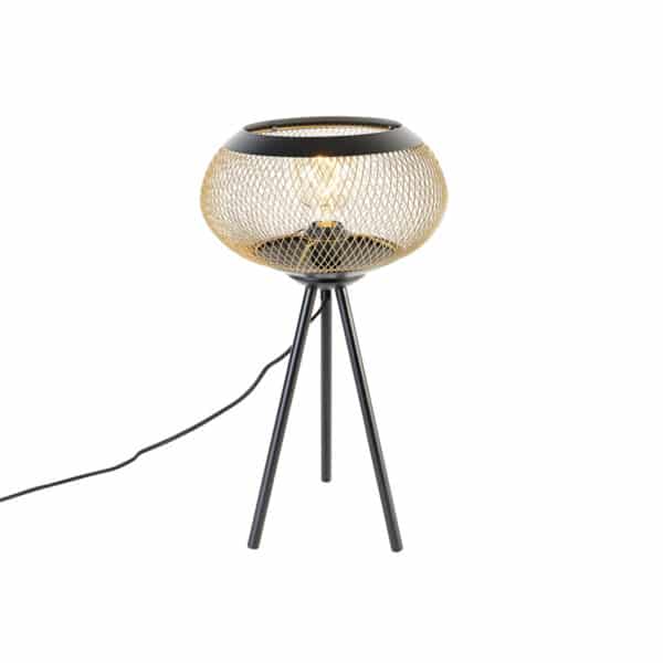 Moderne Dreibein-Tischlampe schwarz mit Gold - Lucas