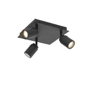 Moderner Spot schwarz quadratisch 3-Licht IP44 - Ducha