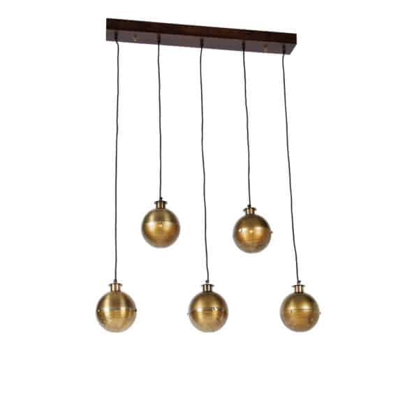 Industrielle Hängelampe Bronze mit Holz 5 Lichter - Haicha