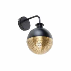 Industrielle Wandlampe schwarz mit Messing - Haicha