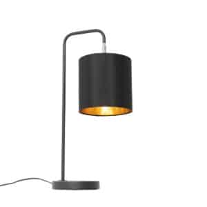 Moderne Tischlampe schwarz mit goldenem Interieur - Lofty