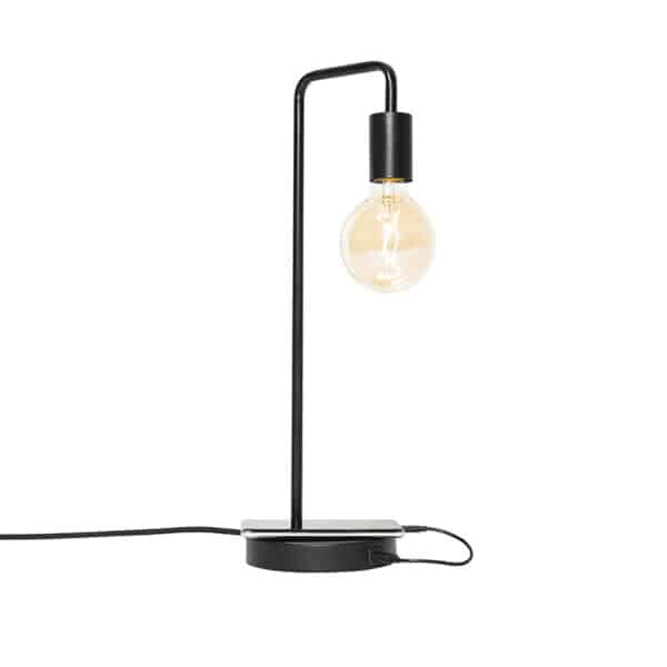 Moderne schwarze Tischlampe mit USB - Facil