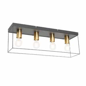 Minimalistische Deckenlampe schwarz mit goldenen 4-Lichtern - Kodi