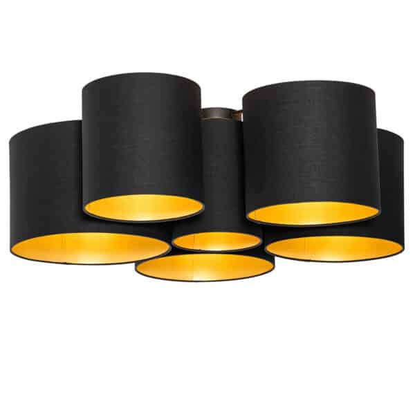 Deckenleuchte schwarz mit Gold innen 6 Lichter - Multidrum