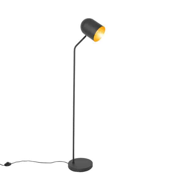 Moderne Stehlampe schwarz mit Gold verstellbar – Morik