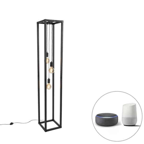 Smarte Stehlampe schwarz 3-flammig inkl. Wifi G95 - Big Cage