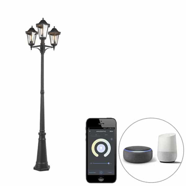 Smarte Outdoor-Laterne schwarz 3-flammig inkl. WLAN ST64 - New Orleans