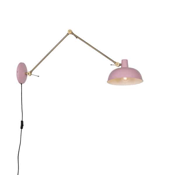 Retro-Wandleuchte rosa mit Bronze – Milou