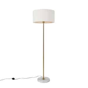 Moderne Stehlampe Messing mit Boucle-Schirm weiß 50cm - Kaso