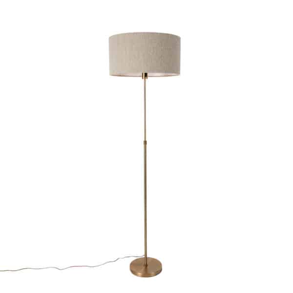 Stehlampe verstellbar Bronze mit Bouclé-Schirm Taupe 50 cm - Parte