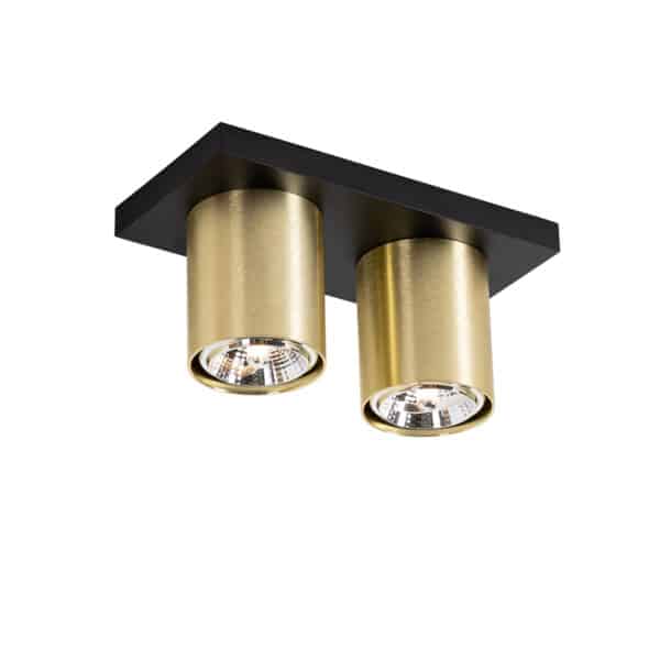 Moderner Deckenspot schwarz mit Gold 2 Lichter – Tubo