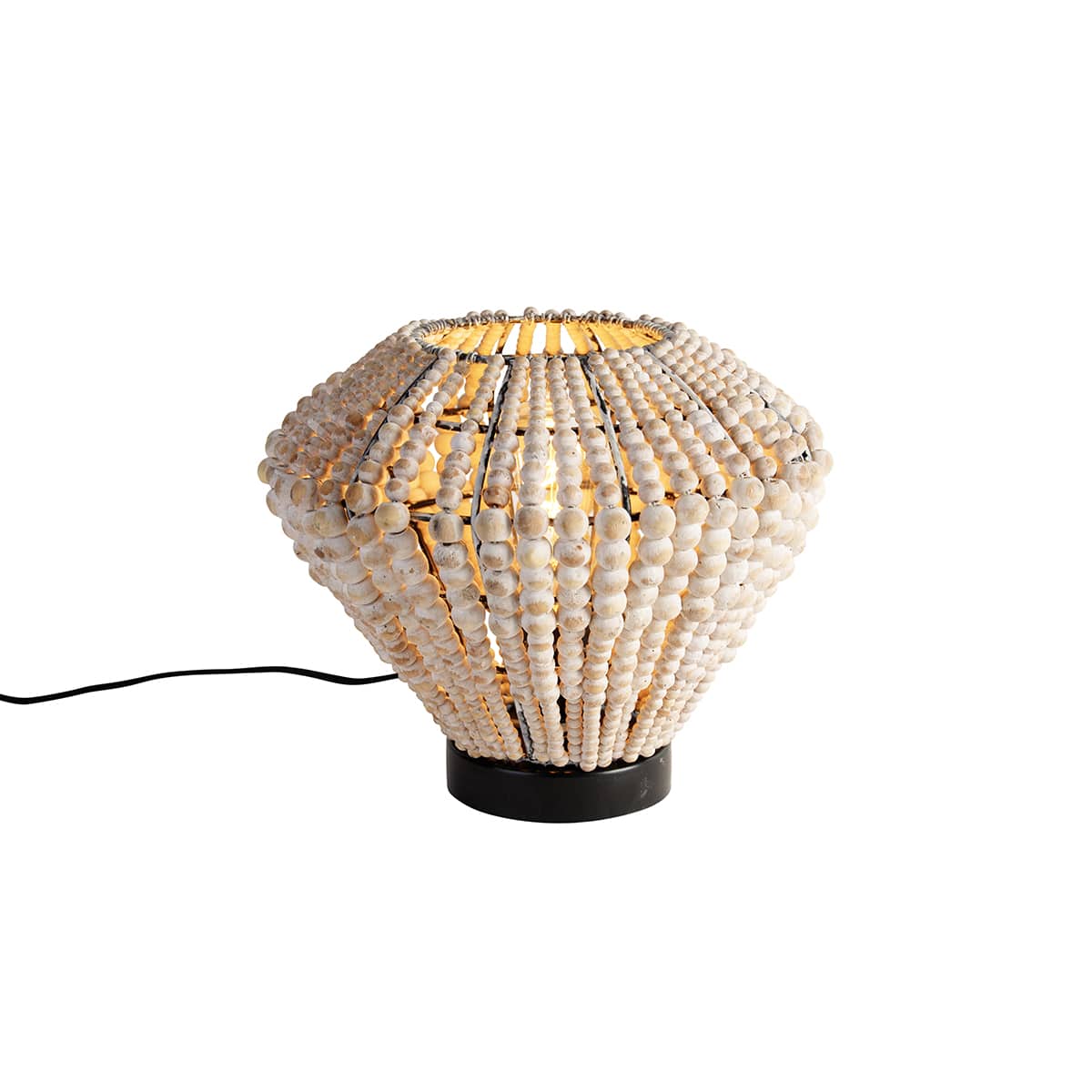 Orientalische Tischlampe beige mit Perlen - Moti