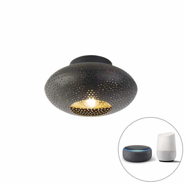 Smarte Deckenleuchte schwarz mit Gold 25 cm inkl. WLAN A60 - Radiance