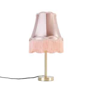 Klassische Tischlampe Messing mit Granny-Schirm rosa 30 cm - Simplo