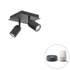 Smarter Badspot schwarz quadratisch IP44 inkl. 2 WiFi GU10 - Ducha