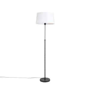 Schwarze Stehlampe mit weißem Leinenschirm 45 cm verstellbar - Parte