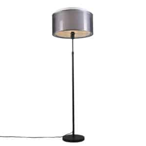 Schwarze Stehlampe mit schwarz / weißem Schirm 47 cm verstellbar - Parte