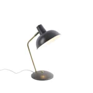 Retro Tischlampe taupe mit Bronze - Milou