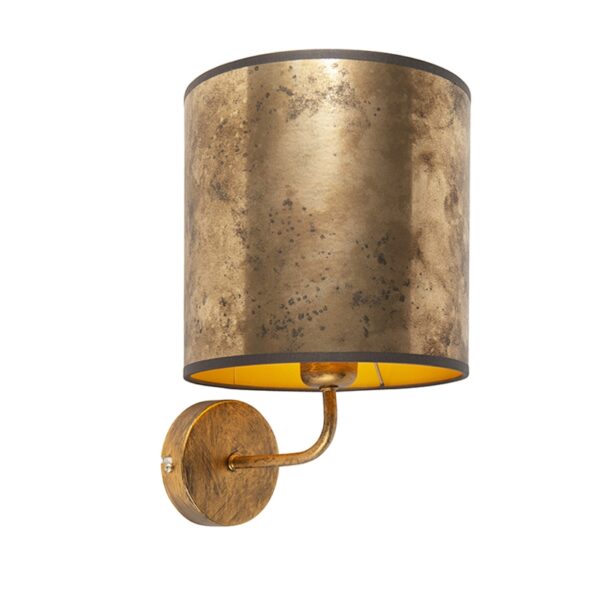 Vintage Wandlampe Gold mit bronze Schirm - Matt