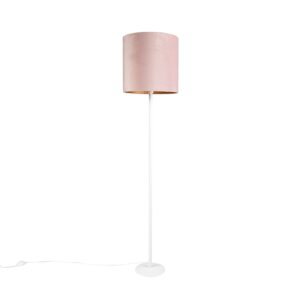 Romantische Stehlampe weiß mit rosa Schirm 40 cm - Simplo