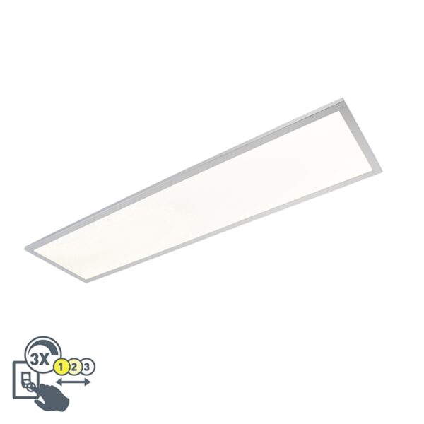 Schöne längliche Deckenleuchte Chrom inkl. LED IP44 - Flat