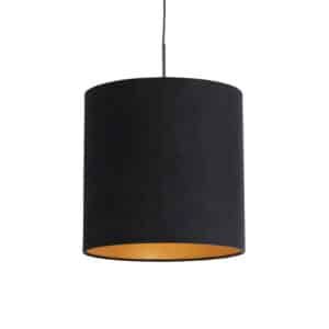 Hängelampe mit Veloursschirm schwarz mit Gold 40 cm - Combi