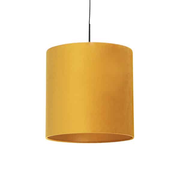 Hängelampe mit Veloursschirm gelb mit Gold 40 cm - Combi